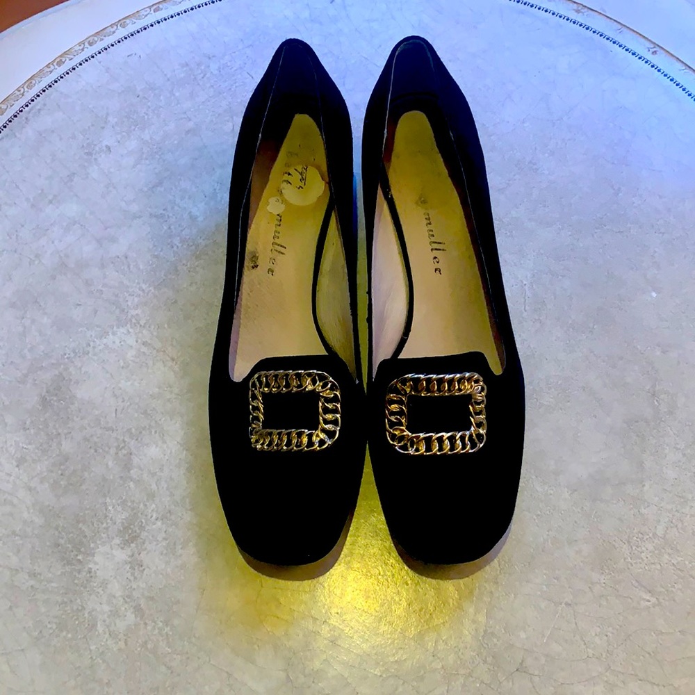 Bettye Muller Black Suede Heels